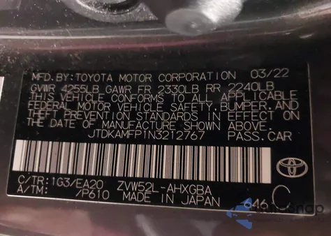 2022 Toyota Prius Prime Xle from USA, damaged, VIN JTDKAMFP1N3212767